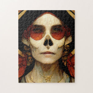 Dunkle Fantasie Gothic Skull Frau 2 Puzzle