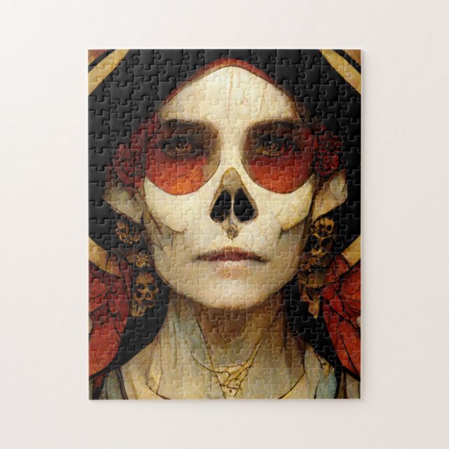 Dunkle Fantasie Gothic Skull Frau 2 Puzzle (Vertikal)