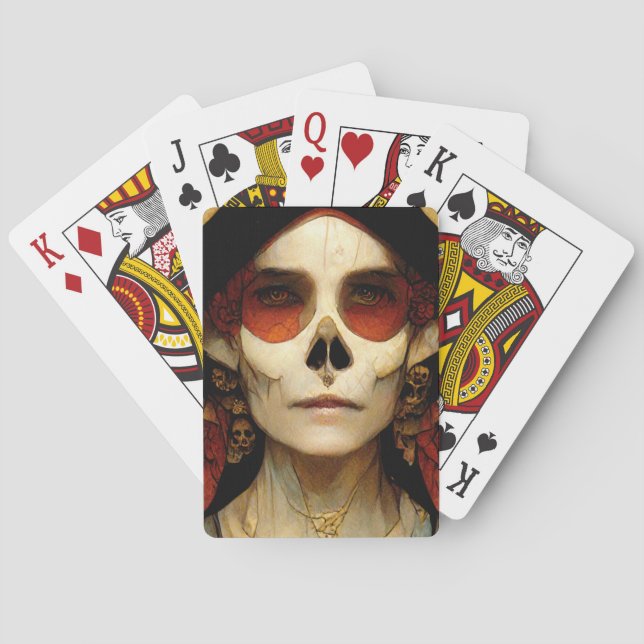 Dunkle Fantasie Gothic Skull Frau 2 Spielkarten (Rückseite)