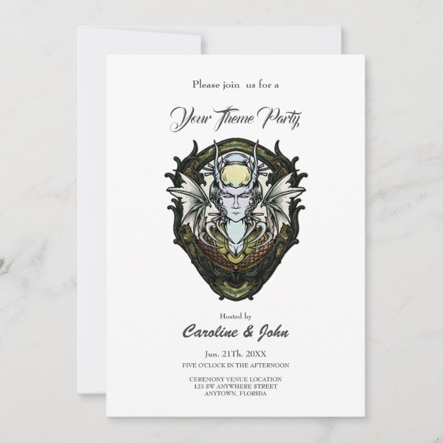 Dunkle Fantasiewesen mit Flügeln. Einladung (Vorderseite)