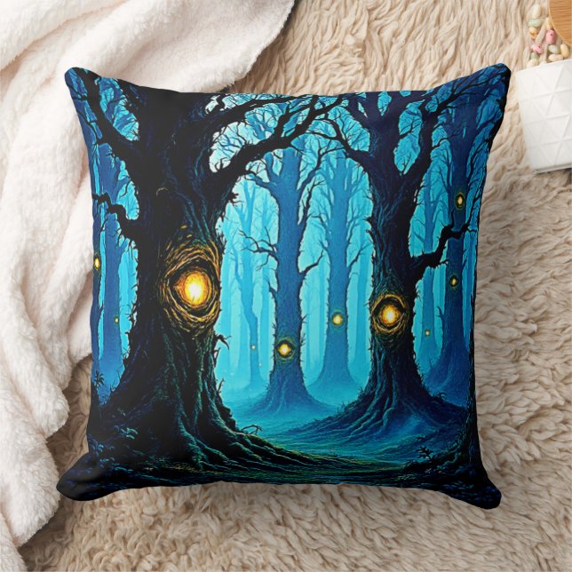 Dunkle Fantasy-Augenwald-Design Kissen (Decke)