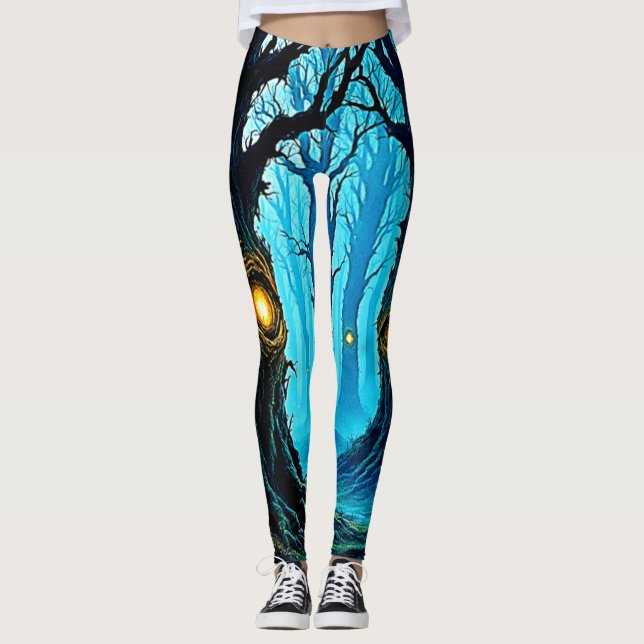 Dunkle Fantasy-Augenwald-Design Leggings (Vorderseite)