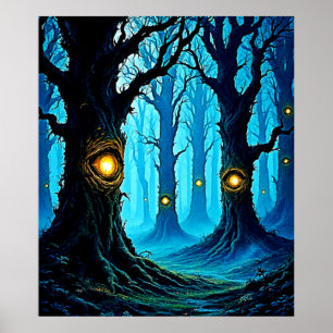 Dunkle Fantasy-Augenwald-Design Poster