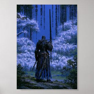 Dunkle Fantasy Blau Ritter Poster