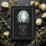Dunkle Fantasy Castle Gotische Hochzeit Folieneinladung<br><div class="desc">Hochzeitseinladung mit gotischer Folie mit Schlossfenstern,  die auf Ihre Veranstaltungsspezifikationen zugeschnitten sind. Bitte beachten Sie,  dass nur der Rahmen und andere bestimmte Elemente im Text reale Folie sind.</div>