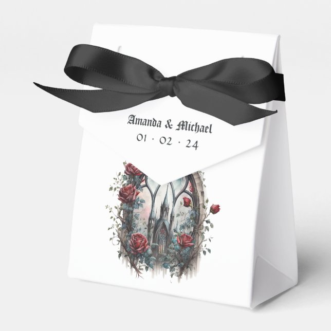 Dunkle Fantasy Castle Gotische Hochzeit Geschenkschachtel (Vorderseite)