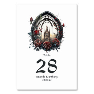 Dunkle Fantasy Castle Gotische Hochzeit Tischnummer