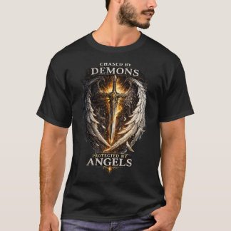 Dunkle Fantasy-Engel-Krieger-Grafik Statement T-Shirt