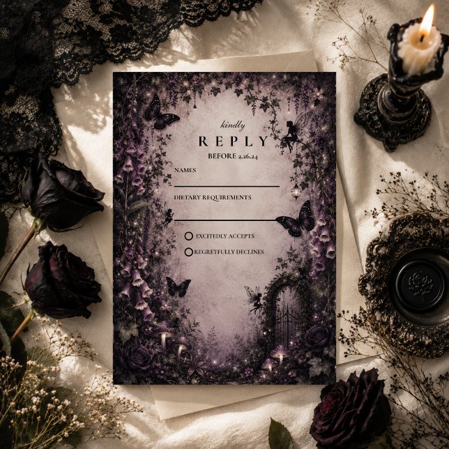 Dunkle Fantasy-Fee-Gotische Hochzeit RSVP Karte (Von Creator hochgeladen)