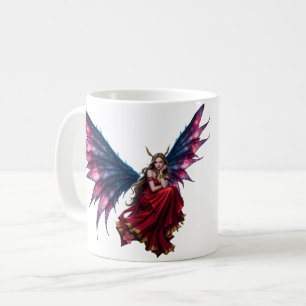 Dunkle Fantasy Fee Königin mit Schmetterlingsflüge Kaffeetasse