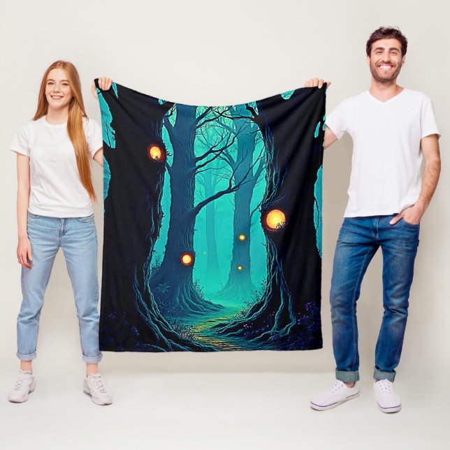 Dunkle Fantasy Forest Mystery Fleecedecke (Beispiel)