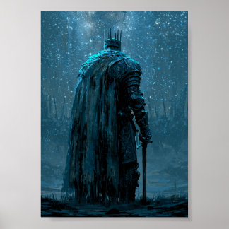 Dunkle Fantasy Roter Umhang Ritter Poster