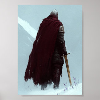 Dunkle Fantasy Roter Umhang Ritter Poster