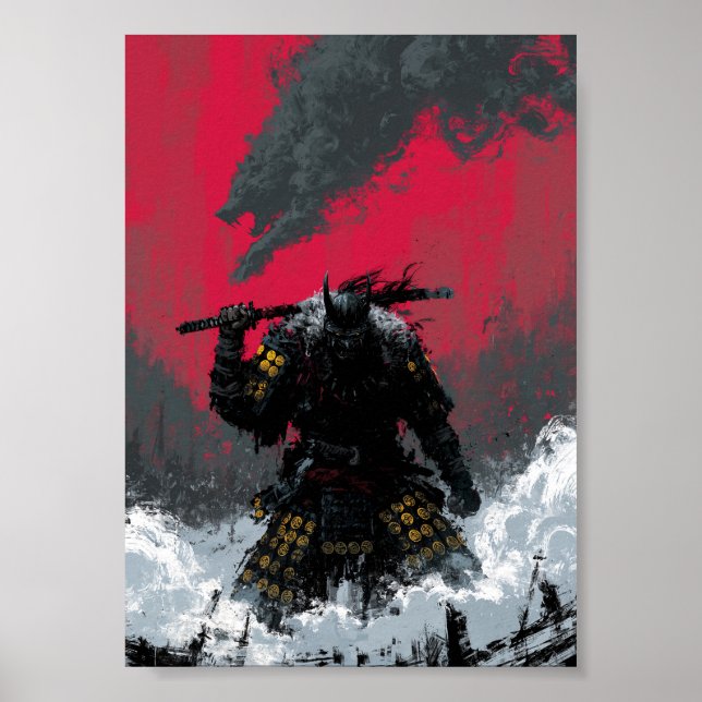 Dunkle Fantasy-Samurai-Plakat  Poster (Vorne)