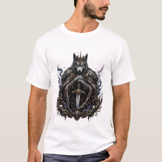 Dunkle Fantasy Wolf König Gothic Grafik T-Shirt