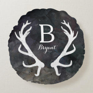 Dunkle FarbAquarell, rustikales Rundes Kissen