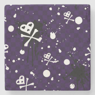 Dunkle FarbeEmo Muster mit Farbe Steinuntersetzer