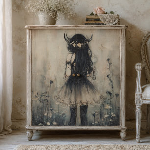 Dunkle Feen-Mondlicht-Wildblumenwiese-Decoupage Seidenpapier