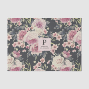 Dunkle Floral auf Schwarz   Logo-Tissue-Papier Seidenpapier