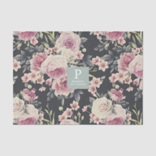 Dunkle Floral auf schwarz Logo-Tissue-Papier Seidenpapier