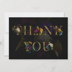 Dunkle Floral Moody Monogram Wedding Dankeschön Ka Einladung