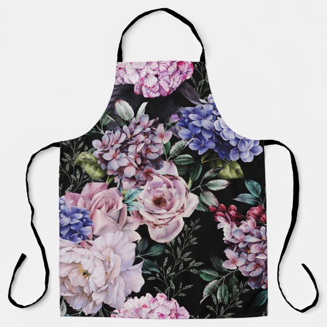 Dunkle Floral Wasserfarbe Nahtloses Design Schürze (Vorderseite)