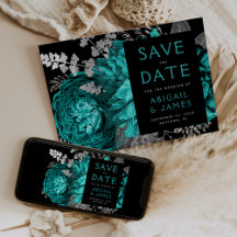 Dunkle florale Aquamarine blaue Silber Hochzeit sp
