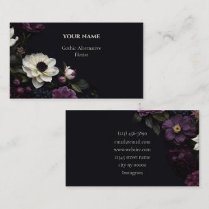 Dunkle Florale Gothic Alternative Floristin Visitenkarte
