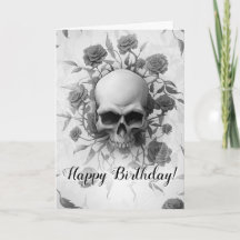 Dunkle Florale Gothic-Rosen-Totenkopf-Geburtstag