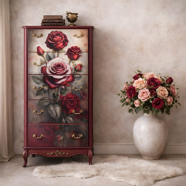 Dunkle florale romantische Rosen Decoupage Seidenpapier