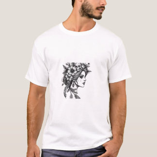 Dunkle florale Schädelgöttin – Gothic-Frau Illustr T-Shirt