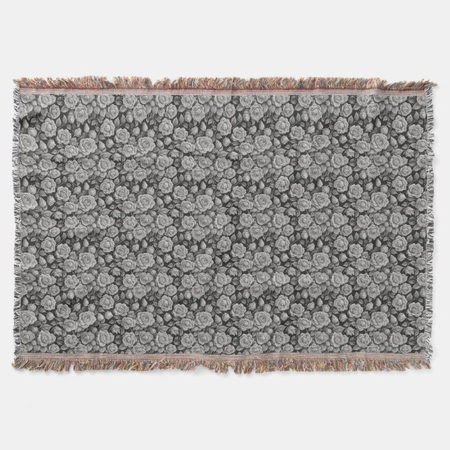 Dunkle Florale Schwarze Graue Rosen Ästhetik Decke (Vorderseite)