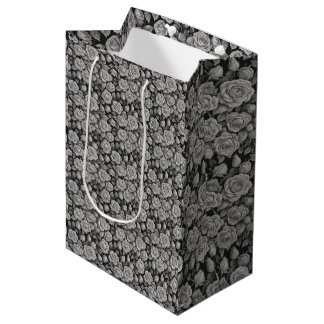 Dunkle Florale Schwarze Graue Rosen Ästhetik Mittlere Geschenktüte