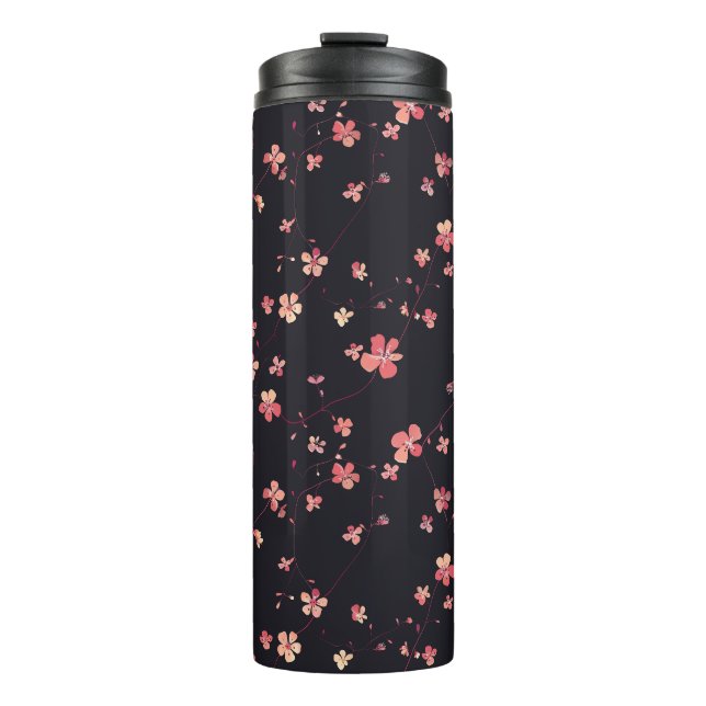 Dunkle florale Traummuster Thermosbecher (Vorderseite)