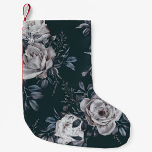 Dunkle florale Wasserfarbe, nahtloses Muster Kleiner Weihnachtsstrumpf