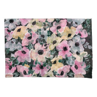 Dunkle florale Wasserfarbe: schöner Druck. Kissenbezug