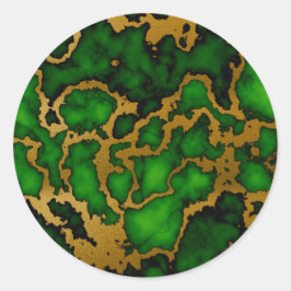 Dunkle Forest Green und Gold Marmor Textur Design Runder Aufkleber
