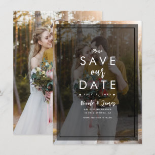 Dunkle Foto-Tönungs-Overlay 2 Modern Save the Date Einladung