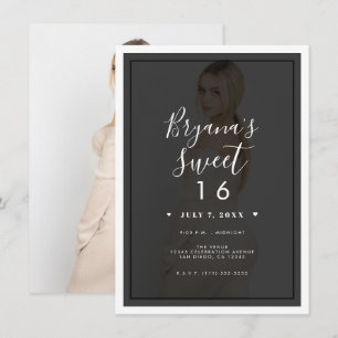 Dunkle Foto-Tönungs-Overlay-Rahmen Moderne Süße 16 Einladung