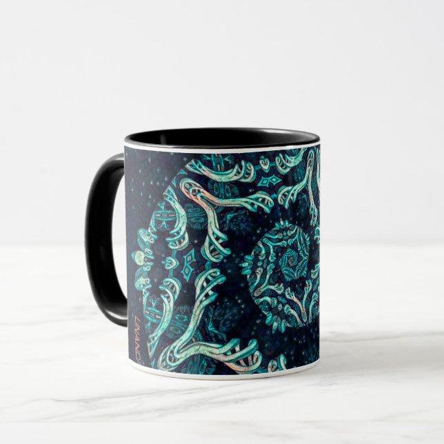 Dunkle Fraktal Eleganz Spiral Tasse (Vorderseite Links)