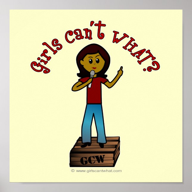 Dunkle Frau auf Soapbox Poster (Vorne)