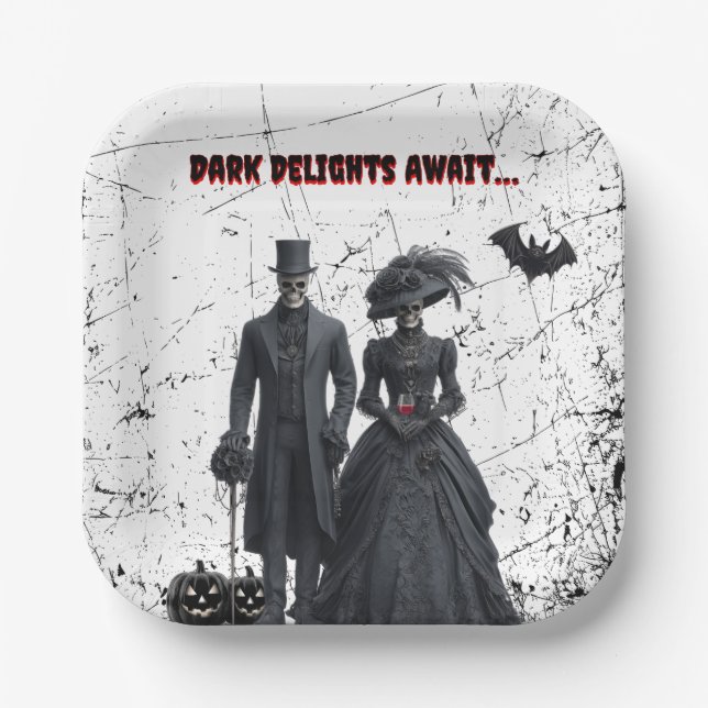 Dunkle Freuden erwarten gotisches erwachsenes Hall Pappteller (Vorderseite)