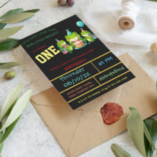 Dunkle Froggy Geburtstagsfeier - 1 Jahr! Einladung