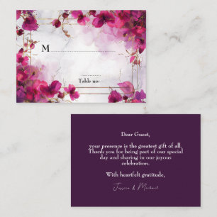 💍 Dunkle Fuchsia Verzauberung Wasserfarbe Platzkarte