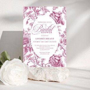 Dunkle Fuchsien-Toile-Rosen-Brautparty-Einladung Einladung