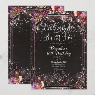 Dunkle Funkeln Glitter Glam Lichter Sweet 16 Party Einladung