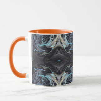 Dunkle Galaxie Blau Gold Marmor Fluid Art Orange A Tasse