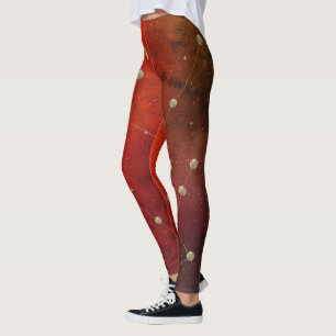 Dunkle Galaxie-Konstellation Faux-Gold Rot Leggings