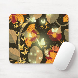 Dunkle Garden-Blume und Lighten Butterfliegen Mousepad