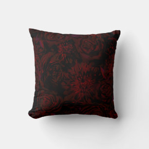Dunkle Garten Rote Romantische Blumen Gothic Glamo Kissen
